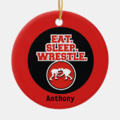 Kerstavond in het eten, slapen en rusteloos keramisch ornament (Voorkant)