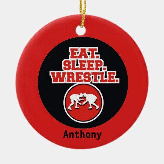 Kerstavond in het eten, slapen en rusteloos keramisch ornament (Voorkant)