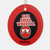 Kerstavond in het eten, slapen en rusteloos keramisch ornament (Links)