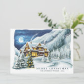 Kerstavond in het kerstfeest feestdagenkaart (Staand voorkant)