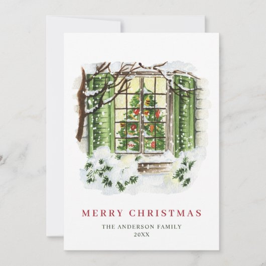 Kerstavond in het kerstfeest feestdagenkaart (Voorkant)