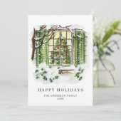 Kerstavond in het kerstfeest feestdagenkaart (Staand voorkant)