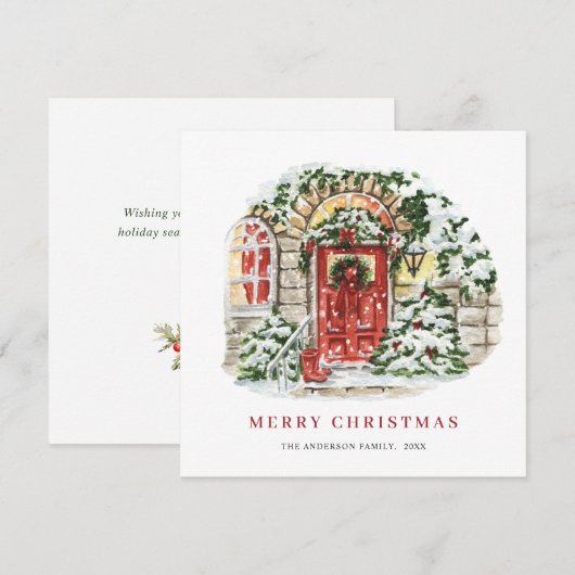 Kerstavond in het kerstfeest feestdagenkaart (Voorkant / Achterkant)