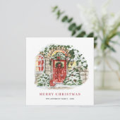 Kerstavond in het kerstfeest feestdagenkaart (Staand voorkant)