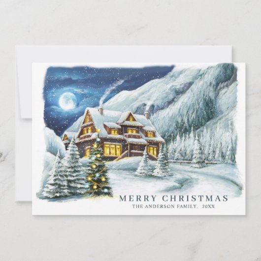 Kerstavond in het kerstfeest feestdagenkaart (Voorkant)