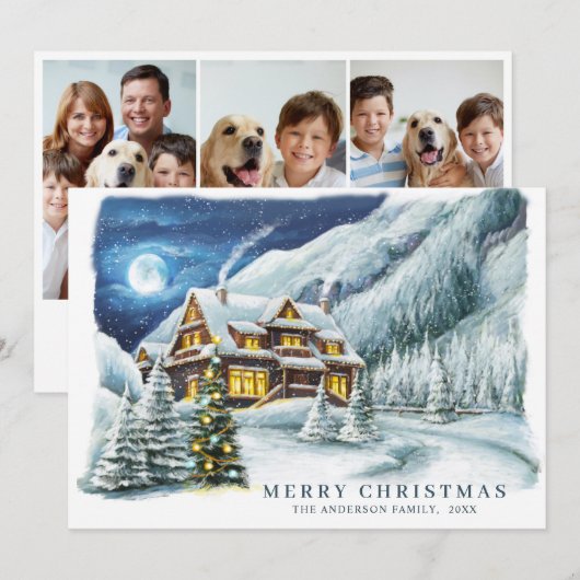 Kerstavond in het kerstfeest feestdagenkaart (Voorkant / Achterkant)