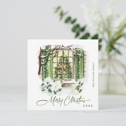 Kerstavond in het kerstfeest feestdagenkaart (Staand voorkant)