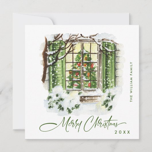 Kerstavond in het kerstfeest feestdagenkaart (Voorkant)