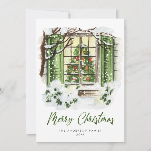 Kerstavond in het kerstfeest feestdagenkaart (Voorkant)