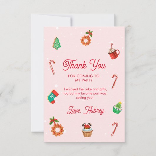 Kerstavond in het roze ontbijt bedankkaart (Voorkant)