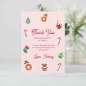 Kerstavond in het roze ontbijt bedankkaart (Staand voorkant)