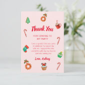 Kerstavond in het roze ontbijt bedankkaart (Staand voorkant)