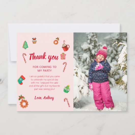 Kerstavond in het roze ontbijt bedankkaart (Voorkant)