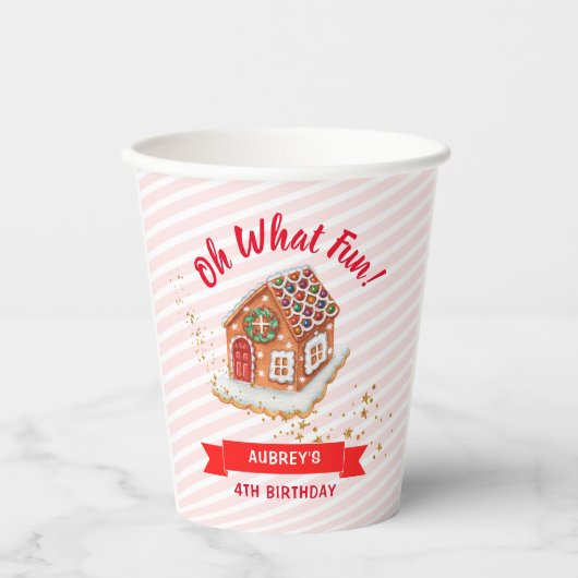 Kerstavond in het roze ontbijt papieren bekers (Voorkant)