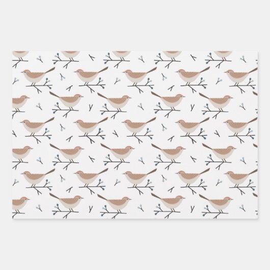 Kerstavond in het wild levende vogels en bijkantor inpakpapier vel (Voorkant)