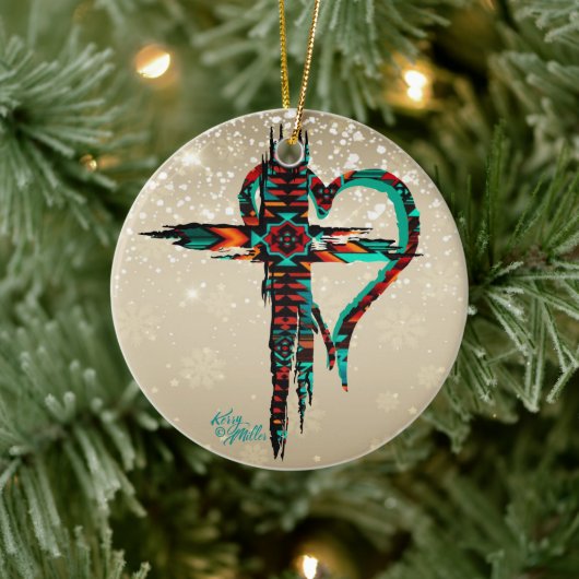 Kerstavond in het zuidwesten keramisch ornament (Boom)