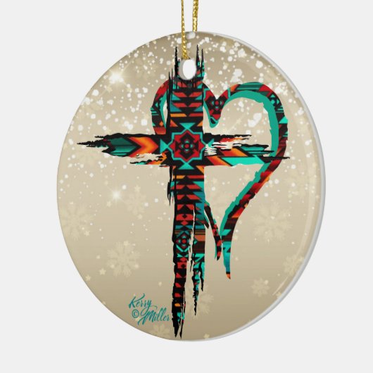 Kerstavond in het zuidwesten keramisch ornament (Links)