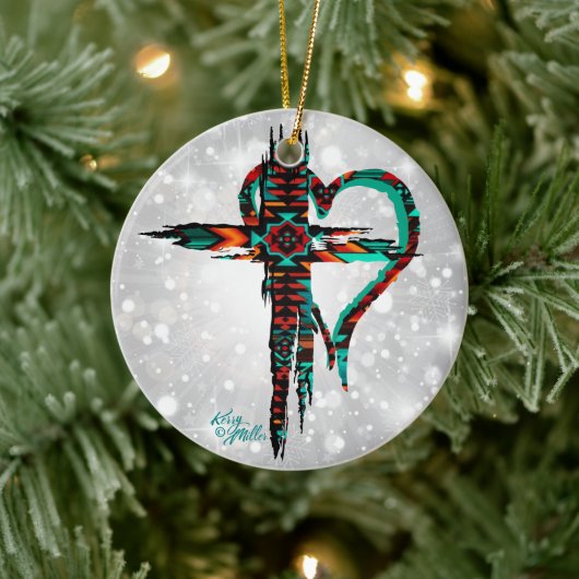 Kerstavond in het zuidwesten keramisch ornament (Boom)