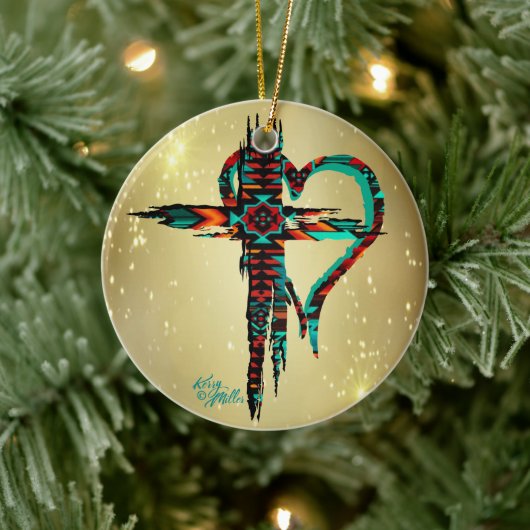 Kerstavond in het zuidwesten keramisch ornament (Boom)