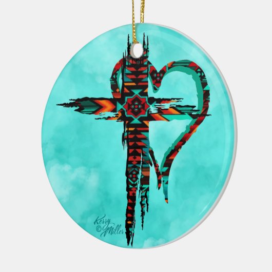 Kerstavond in het zuidwesten keramisch ornament (Links)