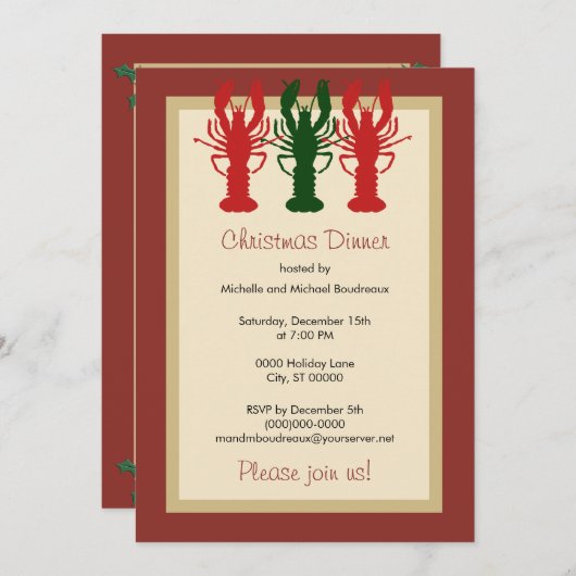 Kerstavond in Lobster Kaart (Voorkant / Achterkant)