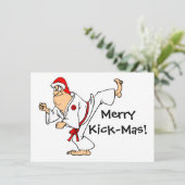 Kerstavond in Martial Arts Merry Kick-Mas Kaart (Staand voorkant)