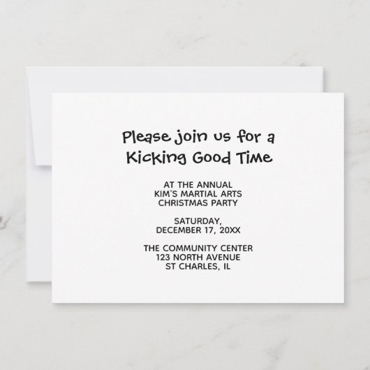 Kerstavond in Martial Arts Merry Kick-Mas Kaart (Achterkant)