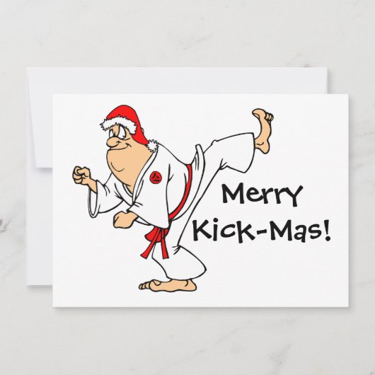 Kerstavond in Martial Arts Merry Kick-Mas Kaart (Voorkant)