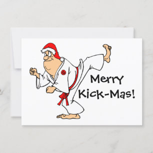 Kerstavond in Martial Arts Merry Kick-Mas Kaart