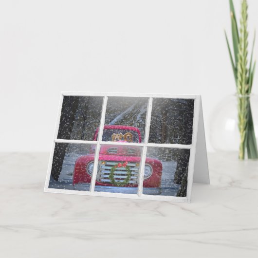 Kerstavond in Red Truck Feestdagen Kaart (Voorkant)