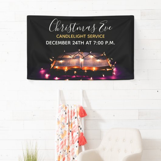 Kerstavond kaarslicht dienst spandoek (Insitu)