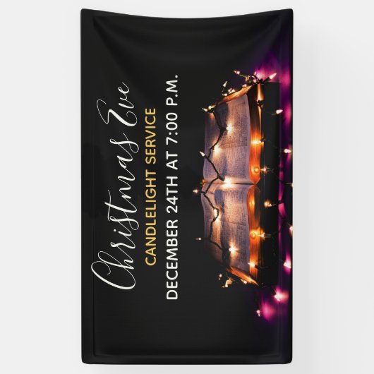 Kerstavond kaarslicht dienst spandoek (Verticaal)