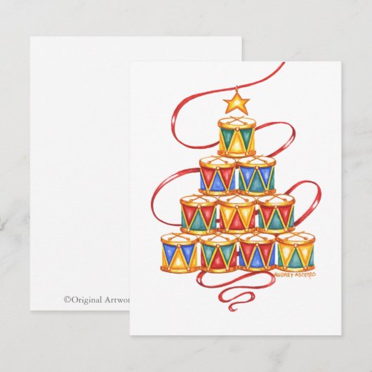 Kerstavond Kaarten Boom van Drums (Voorkant / Achterkant)