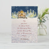 Kerstavond kajuit groene bont bomen sneeuwvlokken feestdagenkaart (Staand voorkant)