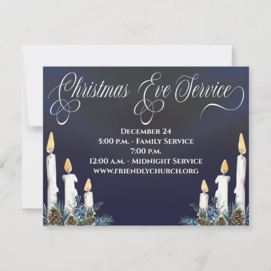 Kerstavond Kandlelight Service Church Kaart (Voorkant)