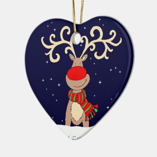 Kerstavond-kaneelversiering met rode neus keramisch ornament (Links)