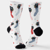 Kerstavond kat voorraad Nieuwsgierige leuke koffie Sokken (Gebogen)