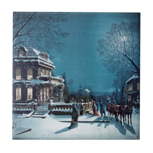 "Kerstavond" keramische tegel Tegeltje (Voorkant)