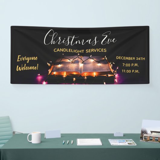Kerstavond Kerk kaarslicht service Spandoek (Beurs)