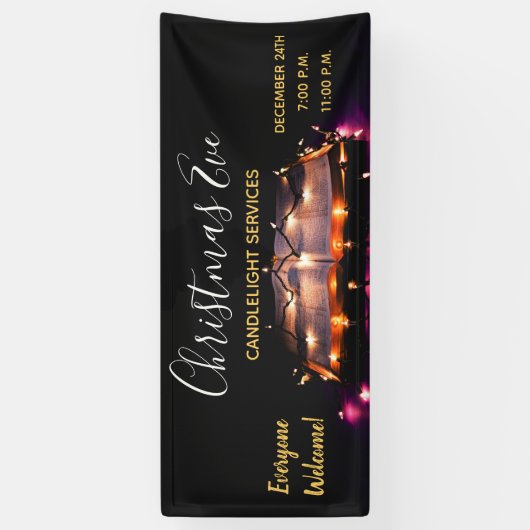 Kerstavond Kerk kaarslicht service Spandoek (Verticaal)