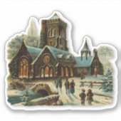 Kerstavond Kerk Victoriaanse Kerstliederen Christe Sticker (Voorkant)