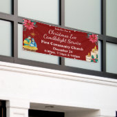 Kerstavond Kerkdienst met Kaarslicht Kerkelijke Ev Spandoek (Buitenkant Gebouw)