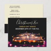 Kerstavond kerkerkkerk met kaarslicht briefkaart (Voorkant / Achterkant)