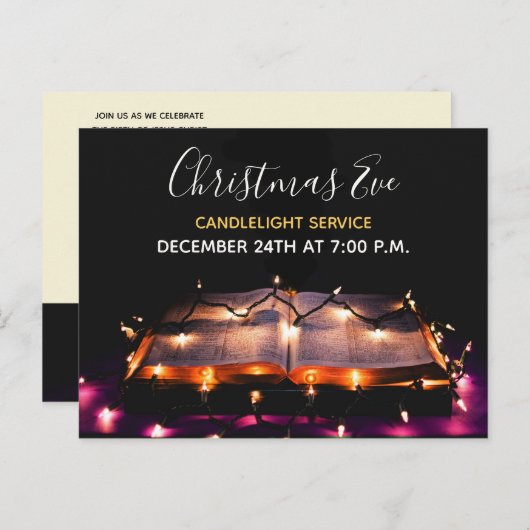 Kerstavond kerkerkkerk met kaarslicht briefkaart (Voorkant / Achterkant)