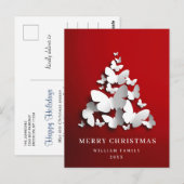 Kerstavond kerstboomfeestdag met Butterfly Monarch Briefkaart (Voorkant / Achterkant)