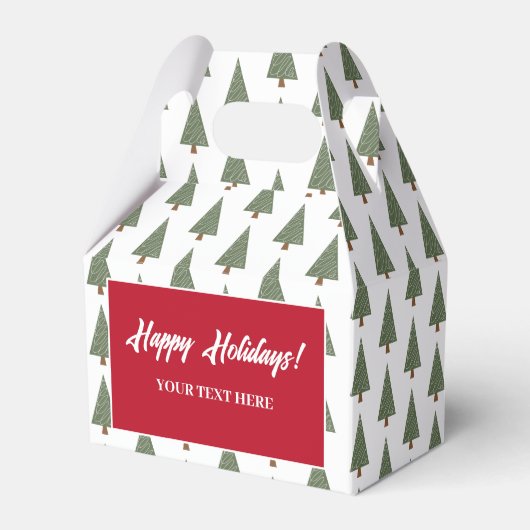 Kerstavond kerstboompatroon Cute pine Vierbox Bedankdoosjes (Voorkant Zijde)