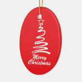 Kerstavond kerstfeestdag met een magische kerstboo keramisch ornament (Links)