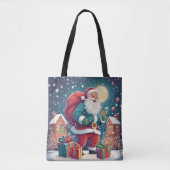 Kerstavond Kerstman Bezorging Cadeaus Sneeuwvlok Tote Bag (Voorkant)