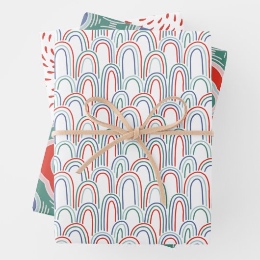 Kerstavond kerstvakantie regenboogdraak vieren inpakpapier vel (In situ)