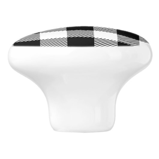 Kerstavond klassiek patroon van buffelstang B&W Keramische Knop (Zijkant)